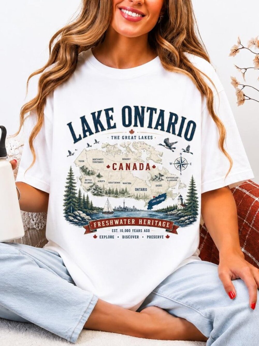 Lake Ontario Great Lakes Vintage Canada Graphic Tee